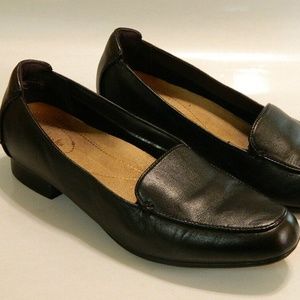 CLARKS Artisan Loafers Slip On Leather Black 8.5W
